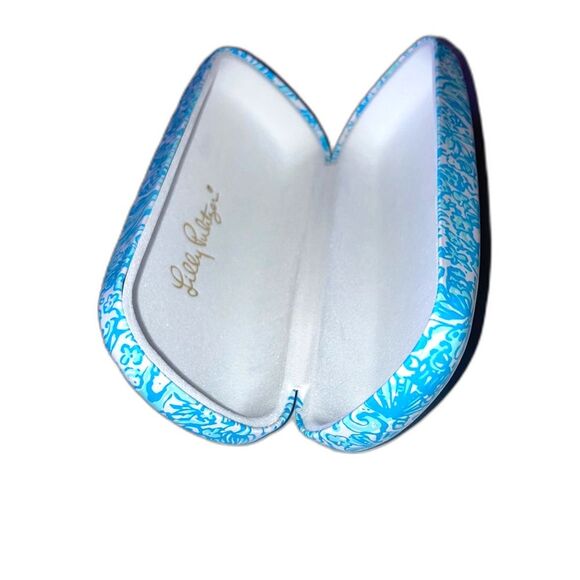 LILLY PULITZER Eyeglass Case Blue Teal White Floral 6.5 x 2 x 2.5 inches - Picture 8 of 11